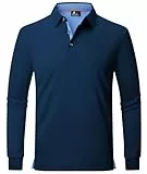 JACKETOWN Poloshirt Herren Langarm Knopfkragen Poloshirt Button Down Hemden Atmungsaktiv Golf Polohemd Frühling Herbst T Shirt,Marineblau,XL