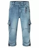 Timezone Herren 3/4 Cargo Jeans Loose MILESTZ Short Mid Waist Loose Fit W30-W40, Größe:W 32, Farbe:T2 50009.3444-03286 Sun Bleach Wash