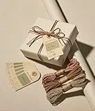 Vitalizart Kraft Geschenkpapier Rolle 43 cm x 5 m mit Schnur Bänder & Geschenkanhänger Extra Dick Beige All-in-One Set für Weihnachten Geburtstag Baby Dusche Hochzeit Geschenkverpackung