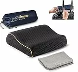 alkamto Reisekissen – Campingkissen – Ergonomisches Memory-Schaum-Kissen mit Temperaturregulierendem Bezug – Extra Baumwollbezug – Inklusive Reisetasche (35 X 30 X 10/8 cm - Schwarz)