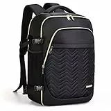 Lekespring Große Rucksack Handgepäck für Damen, 17 Zoll Laptop Rucksack Reiserucksack Business Rucksack mit 6 Teilige Kleidertaschen für Urlaub Business Arbeit Reisen, Schwarz Gesteppt