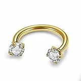 JSDDE Edelstahl Septum Ring Piercing Hufeisen Nasenring 8mm 1.2mm/16ga Lippenpiercing Ohrring Helix Knorpel Piercing Schmuck (Gold)