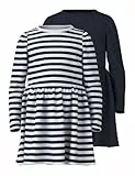 NAME IT Mädchen Nmfvivia Dress 2p Noos Kleid, Dark Sapphire/Stripes:Pack W. Dark Sapphire Stripes, 98 EU