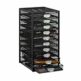 Relaxdays Schubladenbox, 10 Schubfächer, für Din A4 Dokumente, Ordnungssystem für Schreibtisch, Aktenablage, schwarz