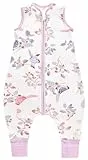 Chilsuessy Baby Schlafsack Mit Beinen 1.5 Tog - 100% Baumwolle Ganzjahres Mit Füßen - Frühlingsmagpie, 70cm/Baby Höhe 75-85cm