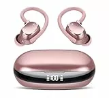 Tukio Bluetooth Kopfhörer Sport, In Ear Kopfhörer Kabellos Bluetooth 5.4 mit ENC Noise Cancelling Mikrofon, 80 Std Spielzeit, Tiefer Bass, IP7 Wasserdicht Ohrhörer mit Ohrhaken, Hellrosa