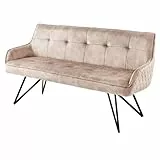riess-ambiente.de Design Bank Euphoria 156cm Greige Samt im Retrostil mit Ziersteppung