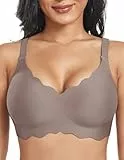 Uroagous Glatter BH Damen Ohne Bügel Blütenblatt-Design Ohne Bügel Nahtloser Damen Mit Zusätzlicher-Verlängerung - Grau, S