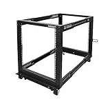 StarTech.com 4-Pfosten 12 HE Mobiles Open Frame Serverrack, 19 Zoll Netzwerk Rack mit Rädern, Rack für Computer/AV/Daten/IT Geräte - Rollen, Nivellierfüße oder Bodenmontage (4POSTRACK12U)