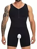 SLIMBELLE Herren Shapewear Bodysuit Kompressionsshirt Unterhemden Bauchweg Full Body Shaper Unterwäsche Bodysuit Seamless Leicht Shaping Tank Top Schwarz S
