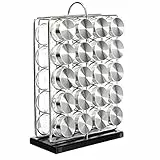 Amazon Basics Gewürzregal mit 20 Gläsern, vertikale Konstruktion, Silber