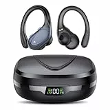 Bluetooth Kopfhörer Sport, Kopfhörer Kabellos Bluetooth 5.3, 60 Std Kabellose Kopfhörer mit Tiefer Bass, In Ear Kopfhörer mit 4 ENC Klarer Mic, IPX7 wasserdichte Ohrhörer mit Ohrhaken Schwarz