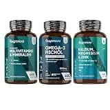 Multivitamin + Omega 3 + Kalzium Magnesium Zink - 3 in 1 - Gemäß GMP & Frei von Gluten, Gentechnik - WeightWorld