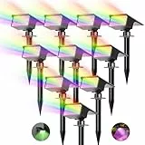 kolpop [10 Stück/ 7 RGB Bunt Solarlampen für Außen, IP65 Wasserdicht Solar Strahler, 800LM Außenleuchte, 2 in 1 Montage, Dusk to Dawn Solarleuchten Gartenleuchten für Bäume, Outdoor Pflanzen, Hof