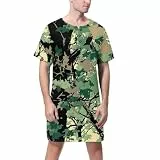 Generisch Nachthemd Männer Schlafshirt Herren Langarm Kurzarm-Pyjamaoberteil In Übergröße Kleid Herrennachthemden Kurzärmelig Grün M