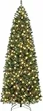 Litake Künstlicher Weihnachtsbaum 230cm mit Stabilem Metallständer Tannenbaum mit 250LED-Beleuchtung Wiederverwendbarer Christbaum geschmückt für Weihnachten