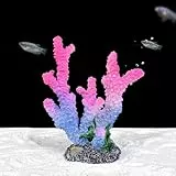 GeRRiT Künstliche Korallen für Aquarien, Kunststoff, Dekoration für Aquarium-Landschaft, Aquarium-Dekoration, Höhle, Harzkoralle (blaue Koralle (mit grünen Blättern))