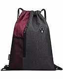 LIVACASA Turnbeutel Mit Reißverschluß Innentasche Sportbeutel Hipster Gym Bag Gefüttert Rucksack Mit Verstellbar Tunnelzug Turnsack Gymsack für Damen und Herren