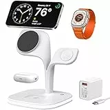 EXW 5-In-1 Apple Ladestation, Mag-Safe Ladegerät für iPhone 17/16/15/14/13/12 Serie, Faltbar iPhone Ladestation für Apple Watch & AirPods (Weiß)