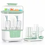 Momcozy Dampfsterilisator und Trockner für Babyflaschen | 4-in-1 kompakte Flaschensterilisator mit Trocknerfunktion | 6 Flaschen, 8 Min Schnellsterilisation, BPA-frei | Für Milchpumpe Zubehör