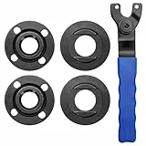 Winkelschleiferschlüssel, Verstellbarer Winkelschleifer Schlüssel mit 4 Stück 1,59cm-11 Schleifer-Flanschmuttern Kompatibel mit Dewalt Milwaukee Makita Bosch Ryobi Black Decker Schleiferteile