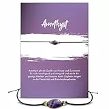 Glücksschmiedin – Edelstein Armband mit Amethyst & Goldperlen – Heilstein für innere Ruhe & Klarheit – Geschenk-Set mit Grußkarte – Handgefertigt in Deutschland