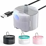 Wasserpumpe für Katzenbrunnen, GIOTOHUN Wasserpumpe für Katzentrinkbrunnen, Extrem leise (≤30dB), Eingebautes LED-Licht, IP68 Wasserdicht, Geringer Stromverbrauch (1,5W), Geeignet für H1