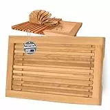 Brotschneidebrett aus Buche als Schneidebrett für Brot mit Planke Ihr Brotbrett zum schneiden -ein Holzbrett mit Krümelfach 40 x 25 cm bread cutting board Made in EU