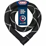 ABUS Kettenschloss Iven Chain 8210 – Fahrradschloss aus gehärtetem Stahl – mit Kunstfaserummantelung – ABUS-Sicherheitslevel 10 – 140 cm – Schwarz
