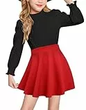 Arshiner Bekleidungssets Mädchen Rock Kleidung Set Schwarz Bluse mit Rot Rock Zweiteilig Kinder Langarm Mode Outfits für Mädchen Kinderkleidung 130/8-9 Jahre