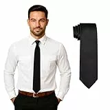 DonDon Herren Krawatte 7 cm klassische handgefertigte Business Krawatte Schwarz für Büro oder festliche Veranstaltungen