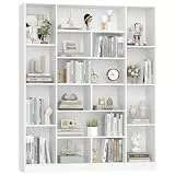 Hzuaneri Bücherregal 190,4 cm, Regal mit 17 Fächern, großes Bücherschrank, Standregal, offene Aufbewahrung, für Wohnzimmer, Büro, Schlafzimmer, 24,3 x 150 x 190,4 cm, weiß BC46603X