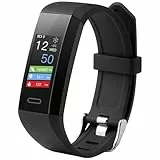 Technaxx Fitnesstracker TX-HR7 mit Temperaturmessung - Herzfrequenz, Schrittzahl, Strecken, verbrannte Kalorien, Schlafzeit, Wetter, Datum, Uhrzeit, Gesundheit, SMS, Whatsapp, 0,96“ Farbbildschirm