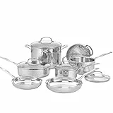 Cuisinart® Chef’s Classic™ Edelstahl-Kochgeschirr-Set | 11-teilig: Stielkasserollen, Bratpfannen, Suppentopf, Dämpfeinsatz | Induktionsgeeignet, aluminiumverkapselter Boden | Cool Grip™ Griffe