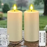 SoulBay LED Kerzen Aufladbar mit Fernbedienung & Timer, 2er Set Outdoor Wasserdicht USB-C Wiederaufladbare Elektrische Kerzen Flackernde Flamme LED Stumpenkerzen für Garten Balkon Außen Zimmer Deko