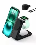 Belkin UltraCharge 3 in 1 Ladestation mit Qi2.2, 25W, Ladegerät MagSafe Kompatibel, Induktive Ladestation für iPhone 17, iPhone Air, Apple Watch, AirPods, Pixelsnap, mit 45-W-Adapter - Schwarz