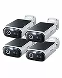 Baseus Security S1 Lite 4-Cam Überwachungskamera Aussen Solar Akku WLAN, IP67 Wetterfest, Kamera Überwachung Kabellos Außen 2K 135°, Farbnachtvision, Keine Gebühren, Kompatibel mit Alexa & Google