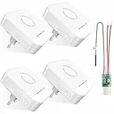 BITIWEND Funksignal Weiterleitung Funk Erweiterung Set Türklingel und Gong Weiterleitung 1 Funkkonverter + 4 Steckdosen Empfänger für bestehende Klingelanlagen (Einbausender 3-24V AC/DC)