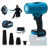 Turbo Gebläse für Makita Akku 18V, 576 km/h Jet Fan, 28000RPM Bürstenloser Laubbläser Akku Stufenlose Geschwindigkeitsregelung für Laubblasen Auto Trockner (Blau +4 Zubehöre mit 1 Batterie)
