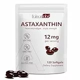 Astaxanthin 12mg, 120 Weichkapseln (4 Monatsvorrat) | aus Haematococcus Pluvialis Mikroalgen | Fördert Augen, Haut & Gelenkgesundheit | GMO-frei & Glutenfrei