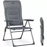 TIMBER RIDGE Campingstuhl Faltbar mit Hoher Lehne Klappstuhl Luxus Gepolsterter Balkonstuhl mit 7 Positionen, Verstellbarer Gartenstuhl für Camp, Garten, Balkon Belastbar 150 KG Grau