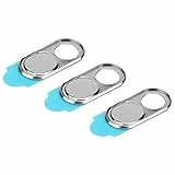 ASHATA 3pcs Metallkameraobjektiv-Kappe, Ultra dünner Kamera-Privatleben-Schutz-Abdeckungs-Webcam-Abdeckungs-Blocker-Schieber für Smartphone-Tablette-Tischplattenlaptop(Silber-)
