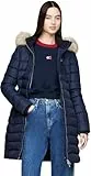 Tommy Jeans Damen Daunenmantel Essential Hooded Down Coat mit Kunstpelz, Blau (Dark Night Navy), XXS