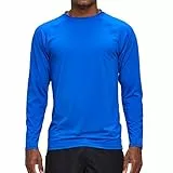 Arcweg Langarmshirt Herren Rash Guards Farbecht UV Schutz Funktionsshirt Langarm Shirt Schnelltrocknend Atmungsaktiv Wandershirt UPF 50+ Sonnenschutz Jungen Surf Laufen Angeln Wandern Blau EU L