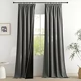 PONY DANCE Verdunklungsvorhänge Grau Wohnzimmer Gardinen Blickdicht 2er Set H 245 x B 140 cm Schlafzimmer Vorhang Wärmeisolierend Hitzeschutz Vorhänge mit Kräuselband für Schiene
