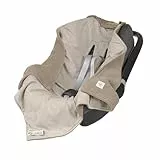 LÄSSIG Baby Strickdecke für Autositz Autositzdecke Einschlagdecke Babyschale 100% Bio-Baumwolle GOTS taupe