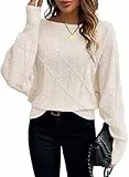 BLENCOT Damen Strickpullover Rundhals Pullover Herbst Winter Leicht Pulli Fledermaus Ärmel Oberteile