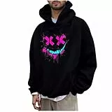 KOG Hoodie Herren Mode Hooded Sweatshirt Grafik Drucken Kapuzenpullover Herbst Bekleidung Männer Freizeit Oberteile Warm Junge Warme Oversized Kleidung Baumwolle Kapuzenjacke Schwarz L