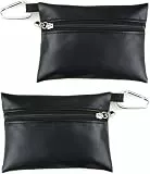 Hehglng Mini-Golftee-Tasche, Aufbewahrungstasche, Leder, Golfte-Tasche mit Reißverschluss, Golfschläger-Tasche, Zubehör, Golfte-Tasche, Schwarz, 2 Stück