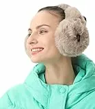 Telepepe beheizter Ohrenschützer, Ohrenwärmer für den Winter, elektrischer Plüsch-Ohrenschützer für kaltes Wetter, 2000mAh wiederaufladbar, kabellos, Geschenke für die Familie (braun)